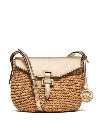 michael michael kors straw naomi medium messenger|MICHAEL Michael Kors Naomi Medium Straw Messenger Bag, .